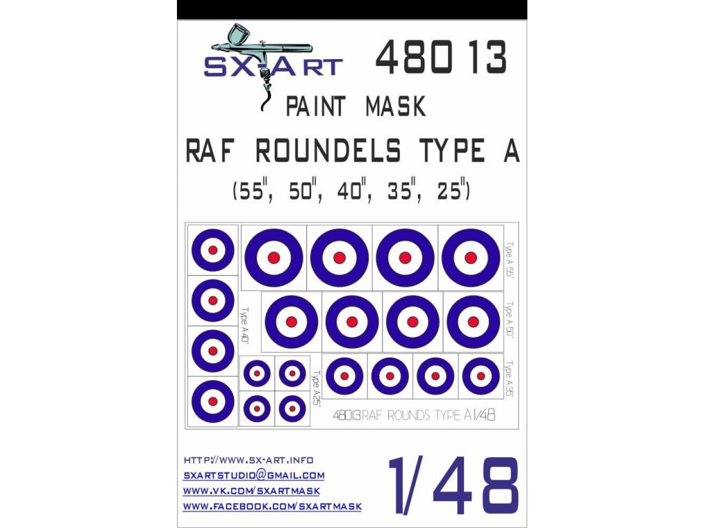 SX-ART 1/48 RAF Roundels Type A Painting Mask