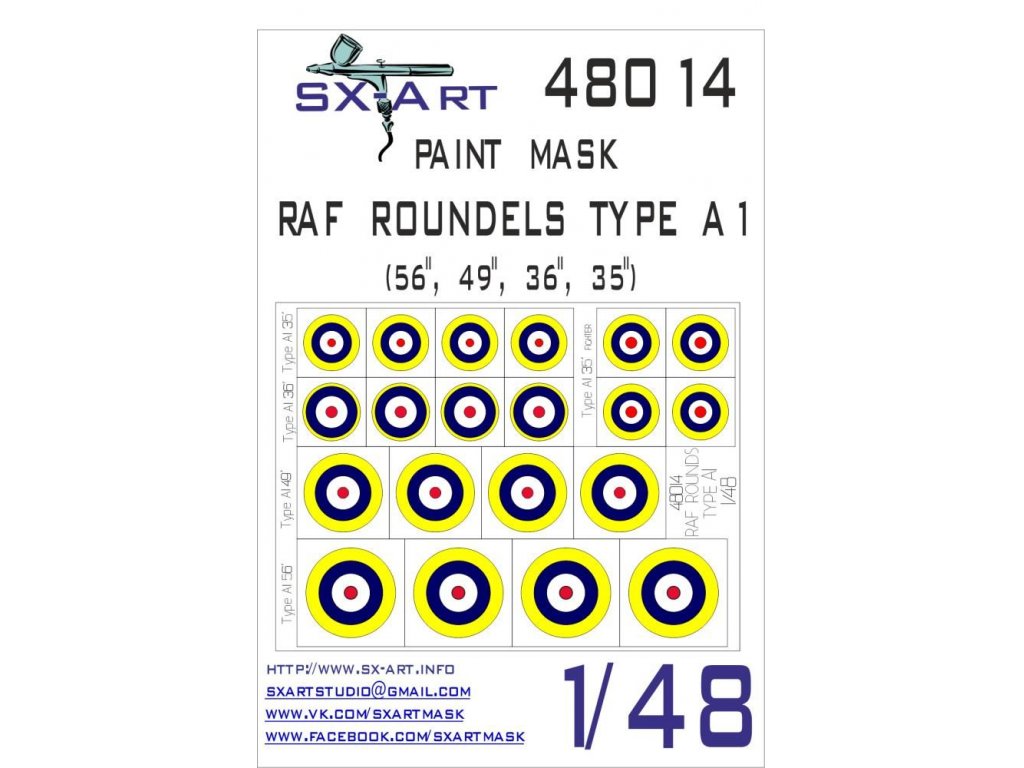 SX-ART 1/48 RAF Roundels Type A1 Painting Mask