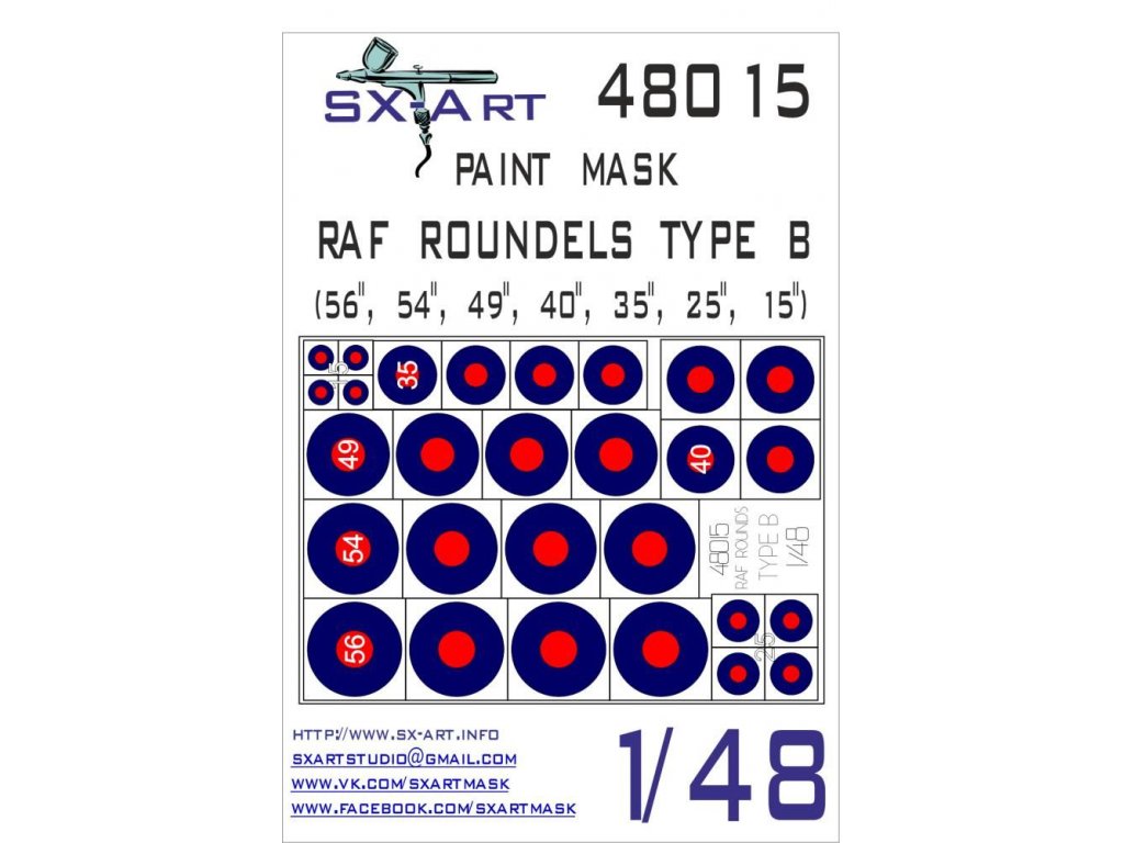 SX-ART 1/48 RAF Roundels Type B Painting Mask