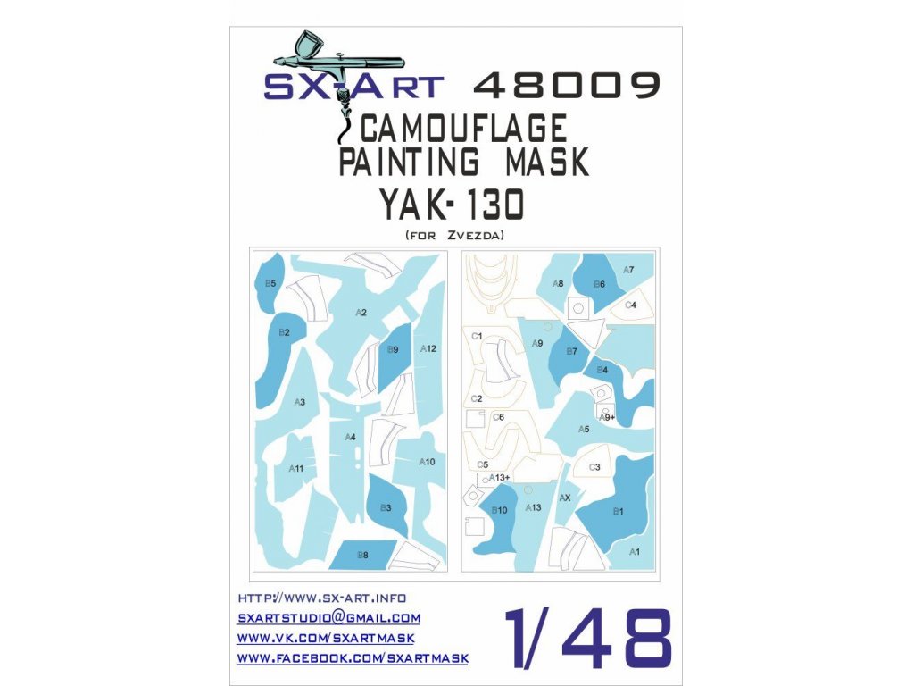 SX-ART 1/48 Yak-130 Camouflage Painting Mask for ZVE