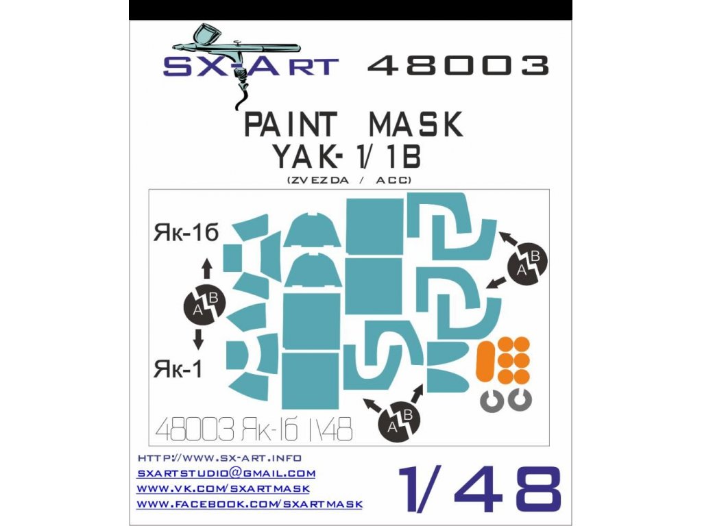 SX-ART 1/48 Yak-1B Painting Mask for ZVE