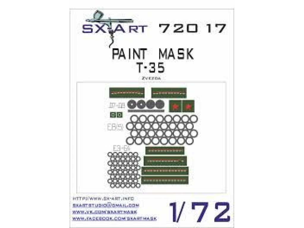 SX-ART 1/72 T-35 Painting Mask for ZVE