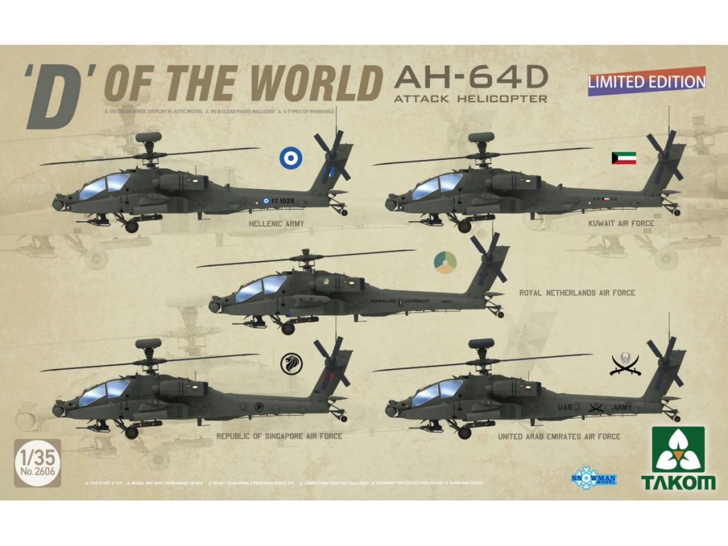 TAKOM 1/35 "D" Of The World AH-64 D Attack Helicopter Limited Edition
