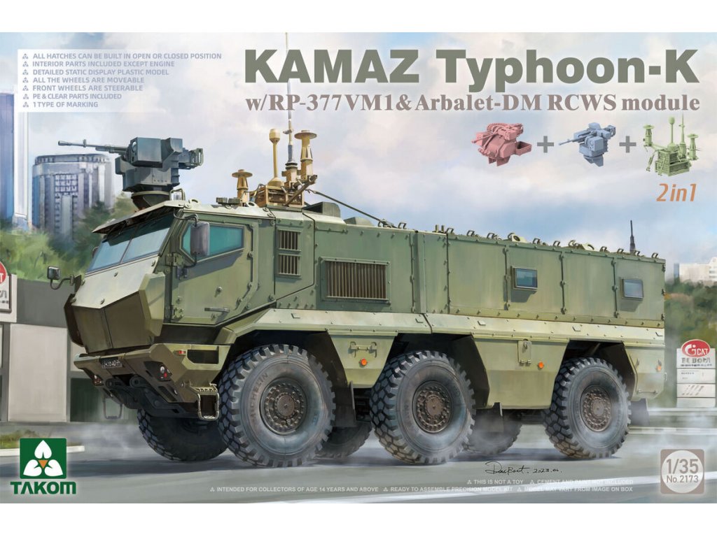 TAKOM 1/35 Kamaz Typhoon-K w/RP-377VM1 & Arbalet-DM RCWS Module