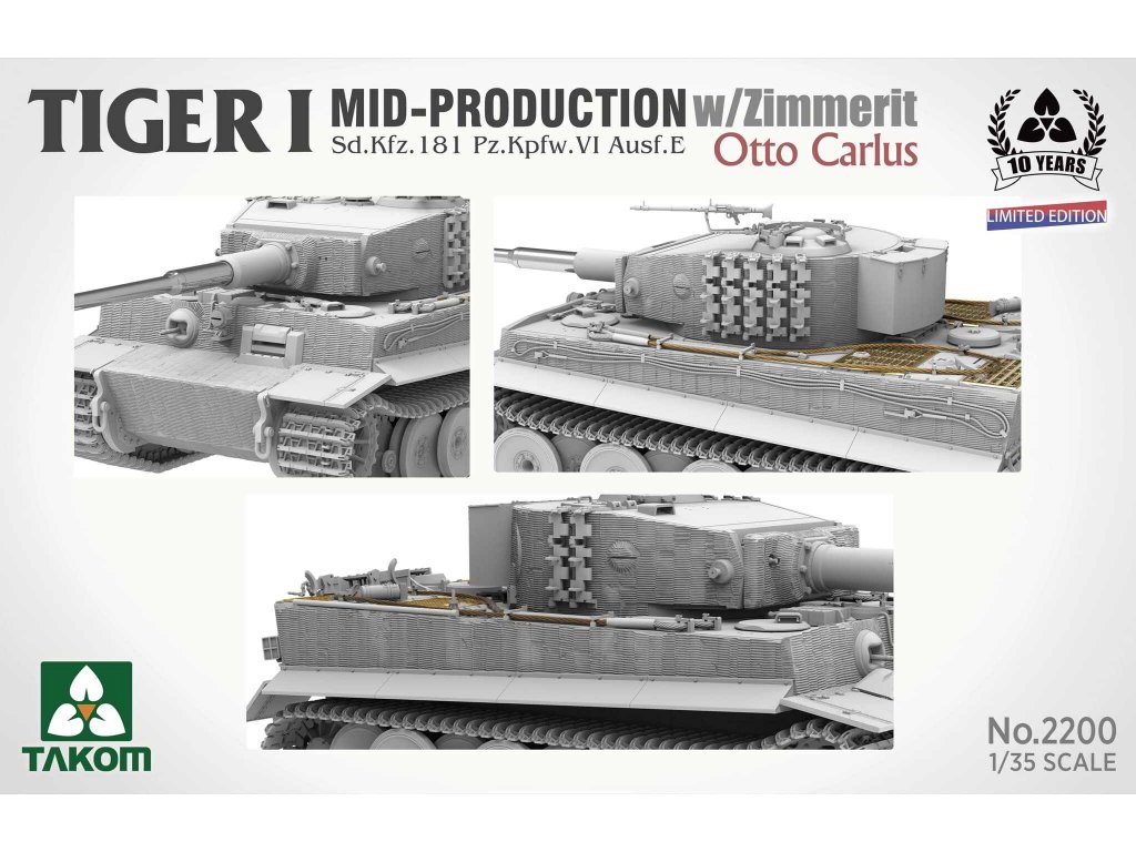 TAKOM 1/35 Tiger I Sd.Kfz.181 Mid-Production w/Zimmerit Limited Edition Otto Carius