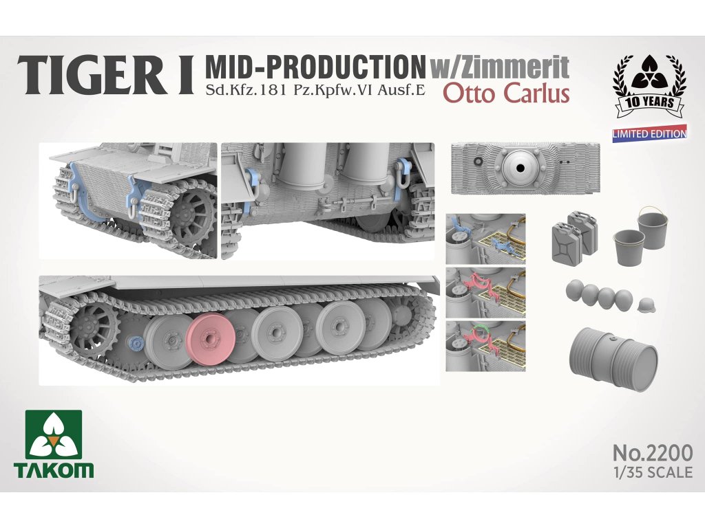 TAKOM 1/35 Tiger I Sd.Kfz.181 Mid-Production w/Zimmerit Limited Edition Otto Carius
