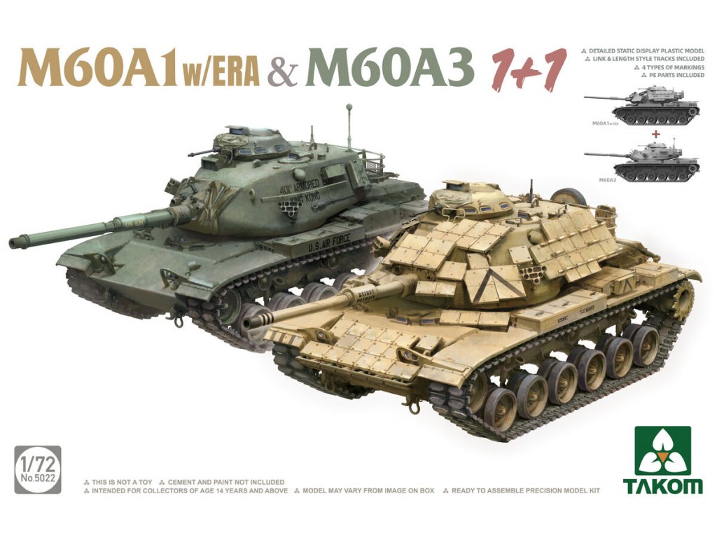 TAKOM 1/72 M60A1 w/ERA & M60A3 1+1 Dual Combo