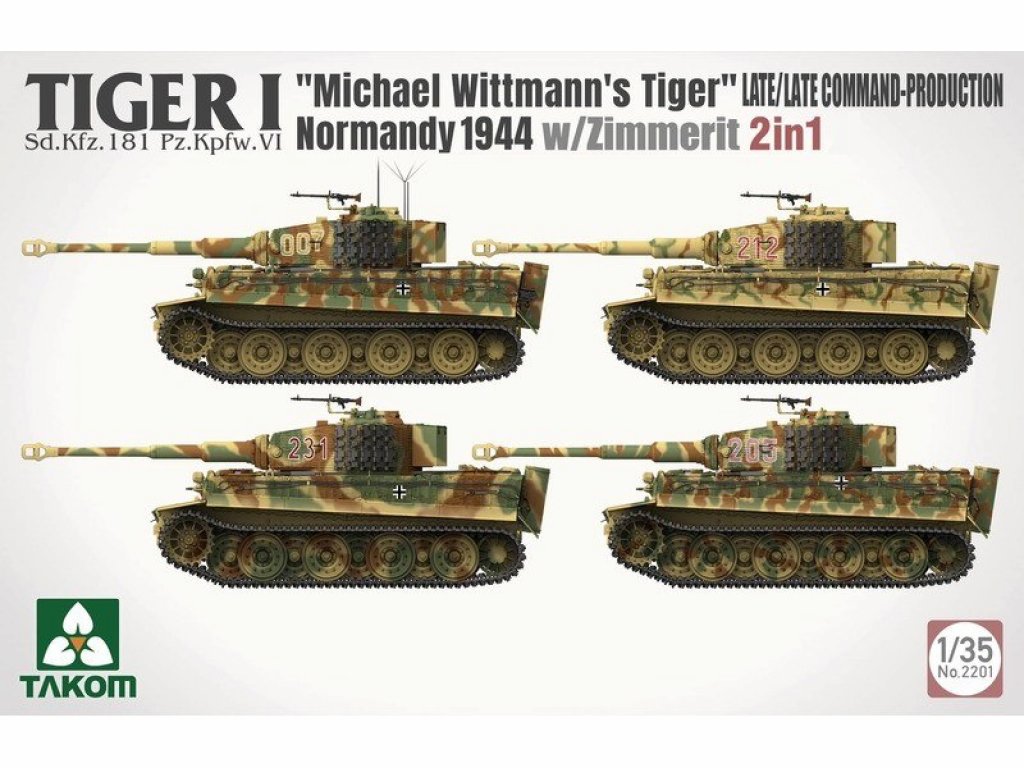 TAKOM 2201 1/35 Tiger I "Michael Wittmann's Tiger" Late Command Normandy 1944 w/Zimmerit