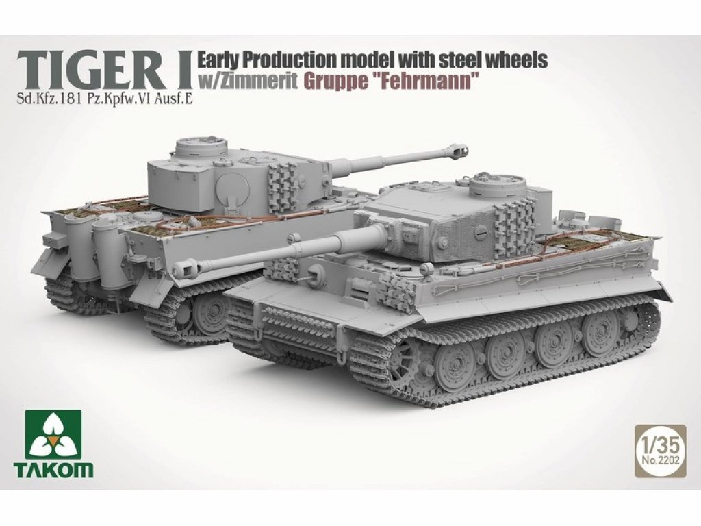 TAKOM 2202 1/35 Tiger I Early Gruppe "Fehrmann" w/ Steel Wheels, Zimmerit