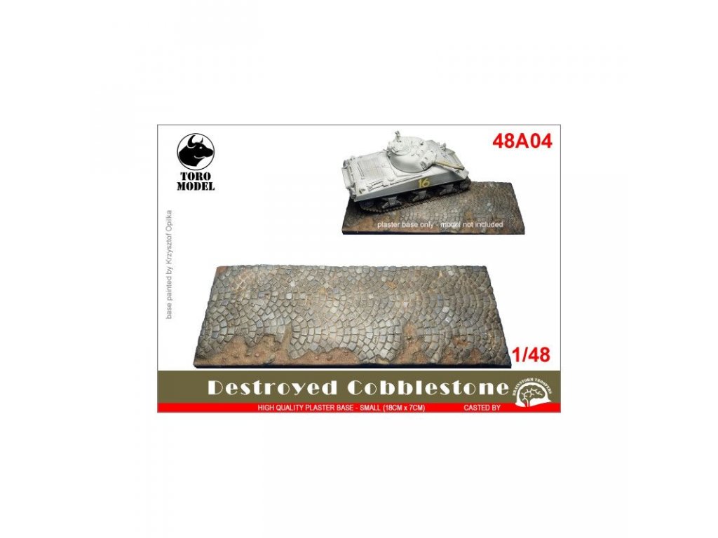 TORO 1/48 Destroyed Cobblestone Mała Gipsowa Podstawka 18x7 cm