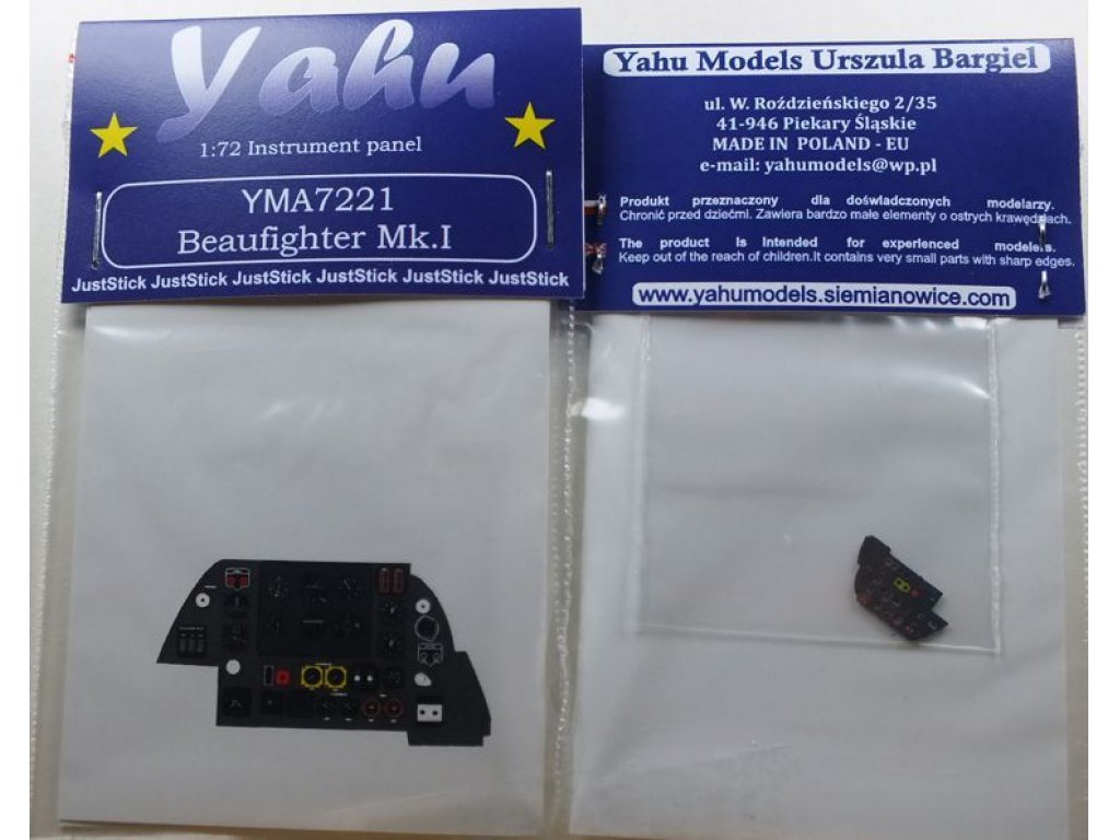 YAHU 1/72 Beaufighter Instrument panel for HAS