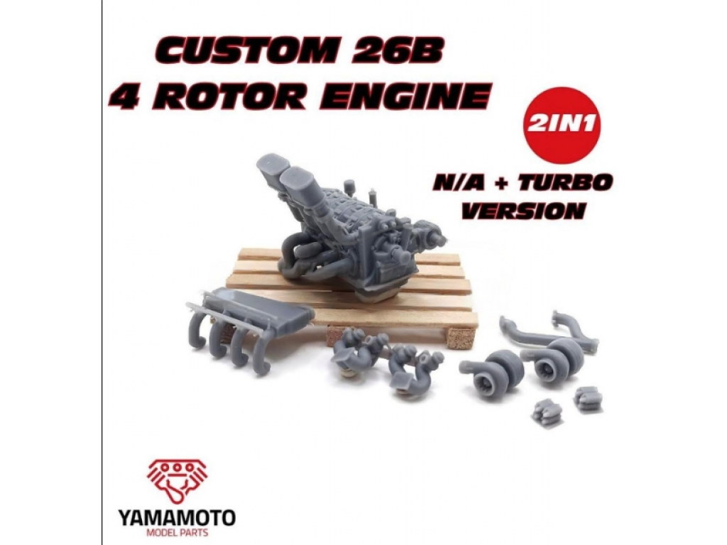 YAMAMOTO 1/24 YMPENG3 Custom 26B 4 Rotor Engine N/A + Turbo Version 2 in 1 Pro Kit!