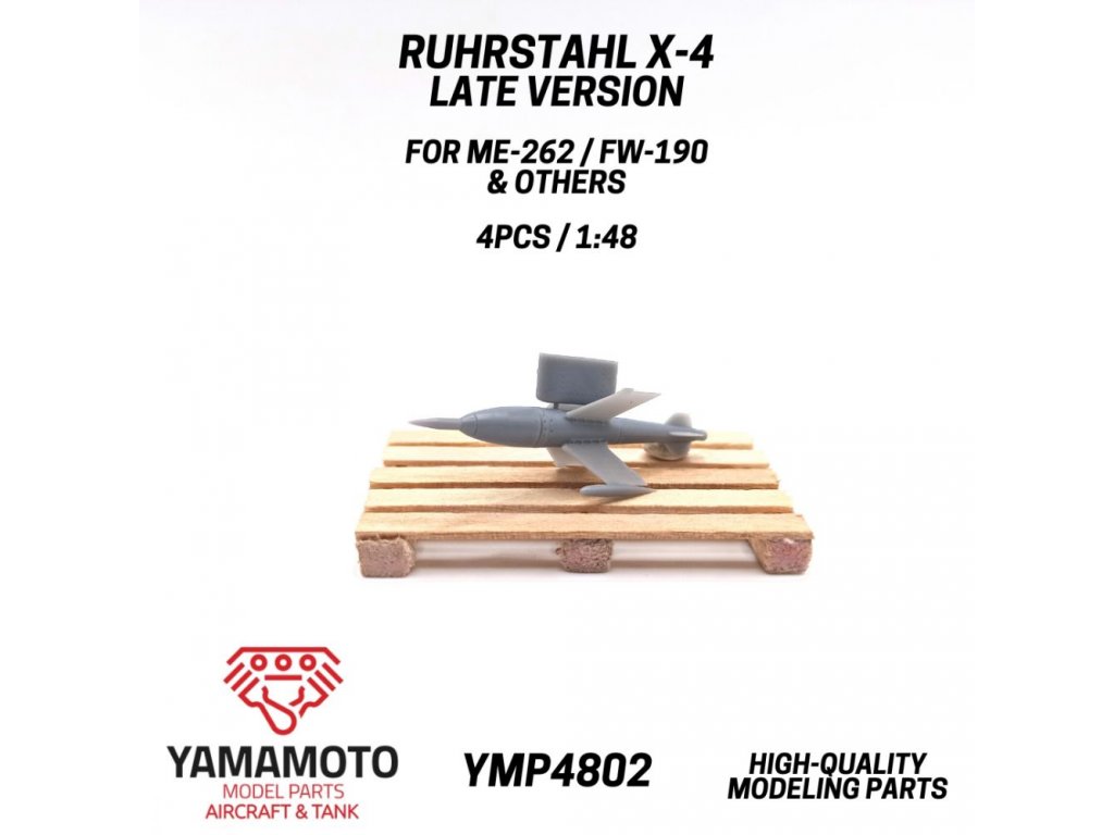 YAMAMOTO 1/48 YMP4802 Ruhrstahl X-4 Late For ME-262 / FW-190 & Others 4 pcs.