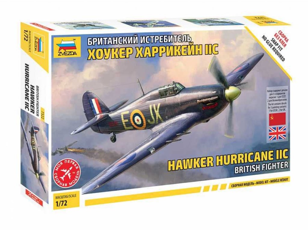 ZVEZDA 1/72 Hawker Hurricane IIC British Fighter Snap Kit