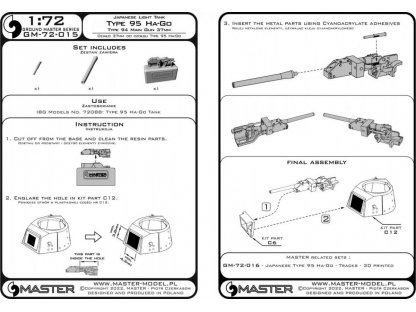 MASTER-PL 1/72 37mm MG Type 94 for Type 95 Ha-Go for IBG