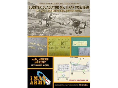 1MAN ARMY 1/32 Gloster Gladiator Mk.II Airbrush nask