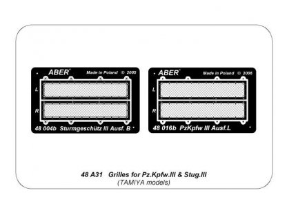 ABER 1/48 48A31 Grilles for Pz.Kpfw. III & Stug III