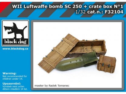 BLACKDOG 1/32 Luftwafe WWII bomb SC250 + crate box No.1