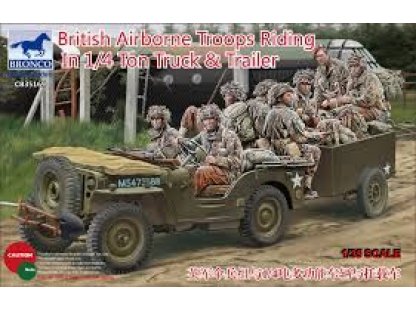 BRONCO 1/35 British Airborne Troops Riding In 1/4 Ton Truck   Trailer