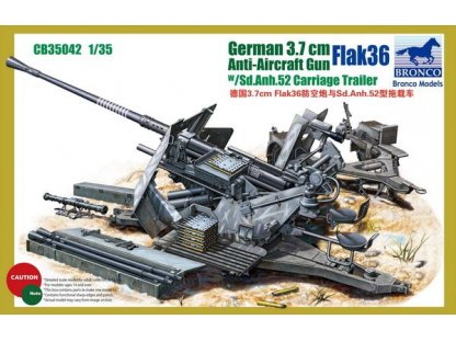 BRONCO 1/35 Ger.3,7cm Flakvierling 36 w/trailer