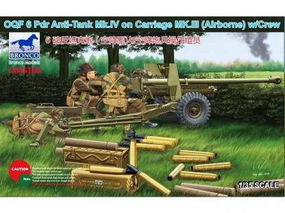 BRONCO 1/35 OQF 6 Pdr Anti-Tank Mk.IV on Carriage Mk.III (Airborne) w/Crew