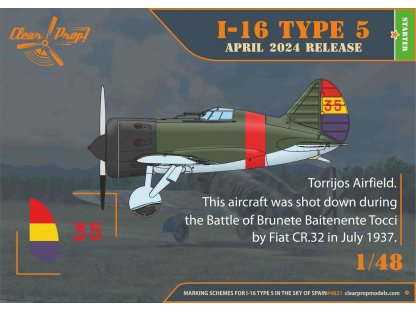 CLEAR PROP 1/48 I-16 type 5 in the sky of Spain (early)