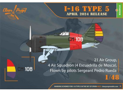 CLEAR PROP 1/48 I-16 type 5 in the sky of Spain (late)