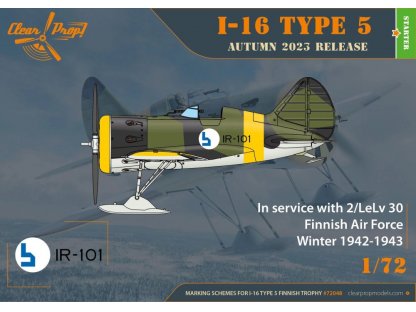 CLEAR PROP 1/72 I-16 Type 5 in Finnish service (2x camo)