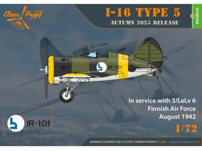 CLEAR PROP 1/72 I-16 Type 5 in Finnish service (2x camo)