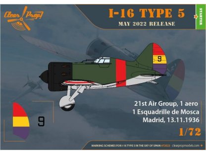 CLEAR PROP 1/72 I-16 Type 5 In the sky of Spain