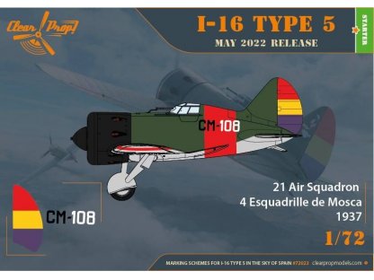 CLEAR PROP 1/72 I-16 Type 5 In the sky of Spain