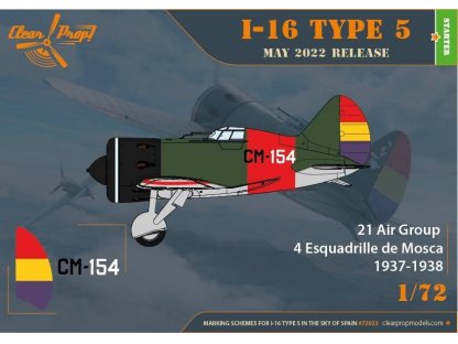 CLEAR PROP 1/72 I-16 Type 5 In the sky of Spain