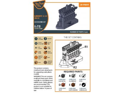 CLEAR PROP 1/72 Liberty L-12 engine set (3D Print)