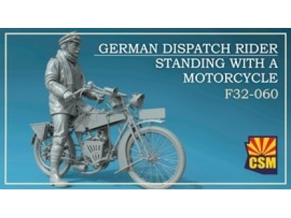 CSM F32-060 1/32 German Dispatch Rider Standing with a Motorcycle