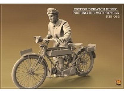 CSM F35-062 1/35 British Dispatch Rider Pushing His Motorcycle