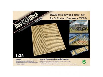 DAS WERK 1/35 Real wood plank set for 5t Trailer