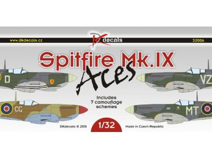 DK DECALS 1/32 Spitfire Mk.IX Aces (7x camo)