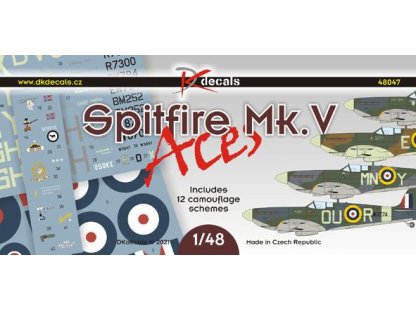 DK DECALS 1/48 Spitfire Mk.V Aces (12x camo)