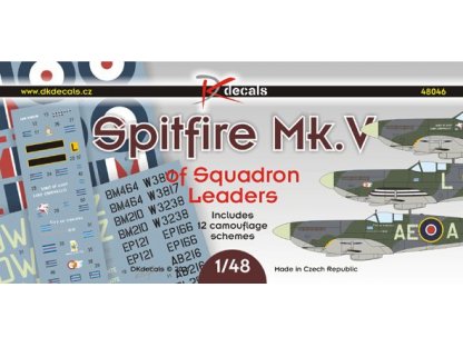 DK DECALS 1/48 Spitfire Mk.V of Squadron Leaders (12x camo)