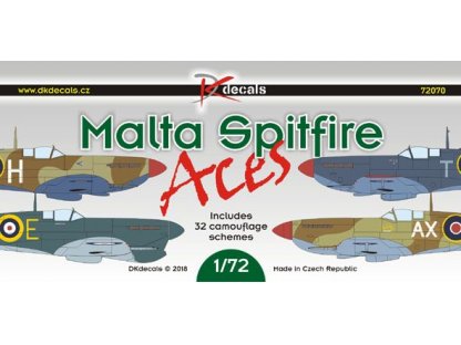 DK DECALS 1/72 Malta Spitfire ACES (32x camo)