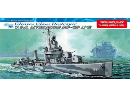 DRAGON 1/350 U.S.S. LIVERMORE DD-429 GLEAVES CLASS DESTROYER 1942 (SMART KIT)