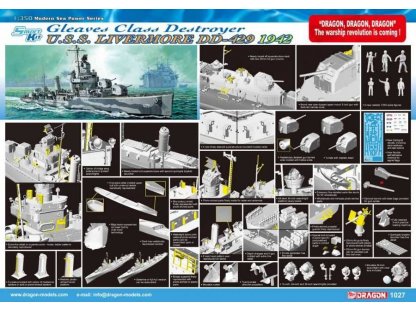 DRAGON 1/350 U.S.S. LIVERMORE DD-429 GLEAVES CLASS DESTROYER 1942 (SMART KIT)