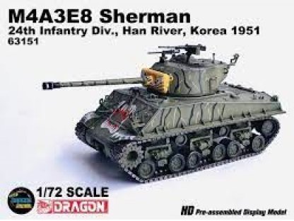 DRAGON ARMOR 1/72 M4A3E8 Sherman 24th Infantry Div., Han River, Korea 1951