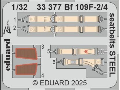 ED SET 1/32 Bf 109F-2/4 seatbelts STEEL for H2000/HAS