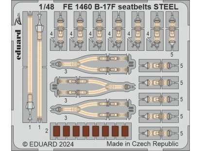 ED ZOOM 1/48 B-17F Flying Fortress seatbelts STEEL for EDU