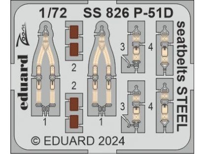 ED ZOOM 1/72 P-51D Mustang seatbelts STEEL for EDU