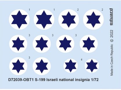 EDUARD DECALS 1/72 S-199 Israeli national insignia for EDU