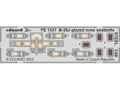 EDUARD ZOOM 1/48 B-25J Mitchell glazed nose seatbelts STEEL for HK