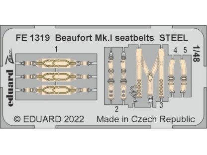 EDUARD ZOOM 1/48 Beaufort Mk.I seatbelts STEEL for ICM