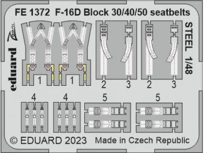 EDUARD ZOOM 1/48 F-16D Block 30/40/50 seatbelts STEEL for KIN